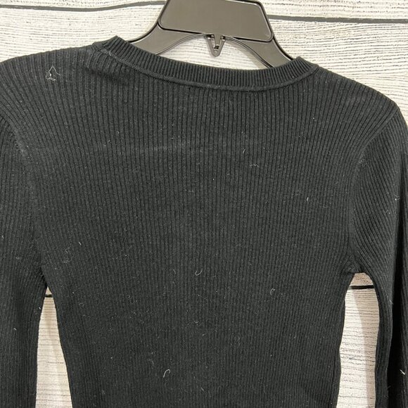 Halogen Black Ribbed Long Sleeve Top, Size XS - Picture 4 of 4